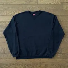 Hanes スウェット 前Vガゼット ブラック 無地 M