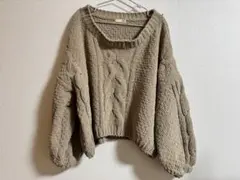 GYDA ケーブルニット長袖セーター ベージュ