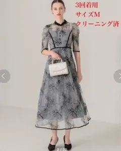 Leja 花柄刺繍ラメレースロング丈ドレスワンピース オケージョン Mサイズ