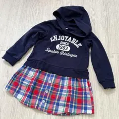 ベビー　パーカーワンピース　ギンガムチェック　イオン 女の子