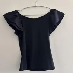 フリルスリーブ 半袖カットソー ブラックのサムネイル
