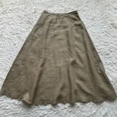 美品✨無印良品　MUJI リネン100%ロングフレアスカート　ベージュ　L