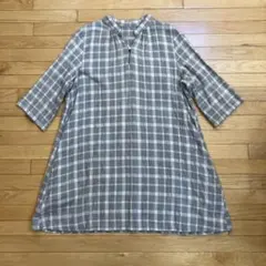 値下げ！美品　群言堂　チェック柄 七分袖チュニック