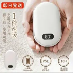 【PSE認証】充電式カイロ 軽量 両面急速発熱 温度調節 表示 速暖 ホワイト