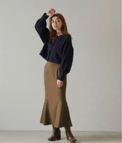 hinari ヒナリ　バックスリットマーメイドスカート　ブラウンのサムネイル