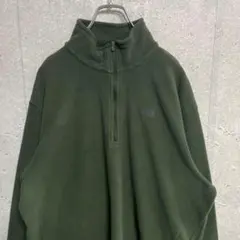 ノースフェイス　ハーフジップフリース　薄手　グリーン　刺繍ロゴ　ビックサイズXL