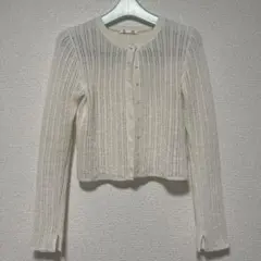 GU アイボリー リブ編み カーディガン