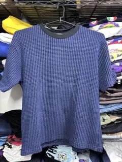 ネイビー 半袖 Tシャツ 立体的なテクスチャー