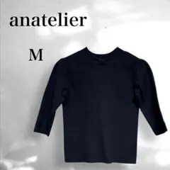 Anatolie 短袖針織衫 黑色 泡泡袖 蝴蝶結 氣質 辦公室 M