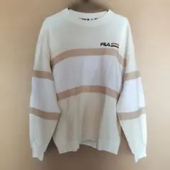 FILA ストライプ ホワイト　ベージュ　トレーナー　長袖　春　薄手　フィラ　М