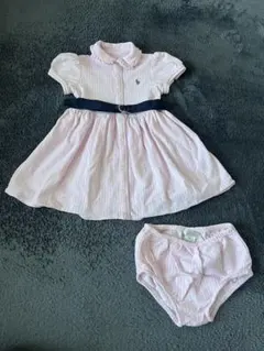 Ralph Lauren ピンクストライプワンピースセット 18m