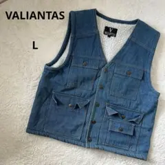 VALIANTAS デニムベスト 裏起毛　モコモコ　L　厚地チョッキ　ポケット