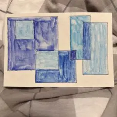 幾何学的デザインの水彩画 はがきサイズ