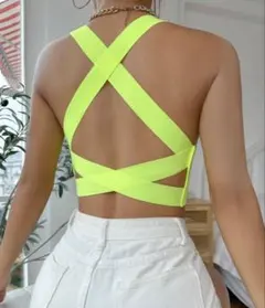 ネオンイエロー クロスバック タンクトップ