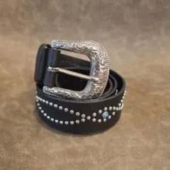 ウェスタンベルトスタッズアメカジヴィンテージ105cmターコイズ