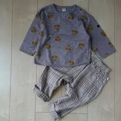 teteatete ハンバーガー ロンT チェック柄 パンツ コーデセット