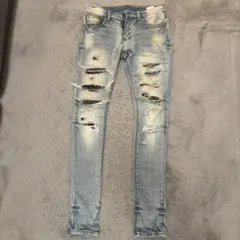 ミニマル mnml デニム 28 ペイズリー ライトブルー スキニー