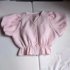 GRL パフスリーブ ブラウス ピンク 半袖
