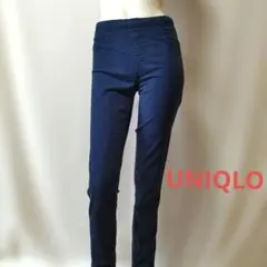ユニクロ ネイビー ブラック 千鳥格子柄 レギパン レギンスパンツ 青 黒