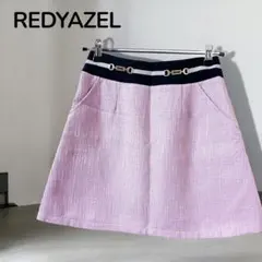 【レディアゼル】ツイード　ミニスカート　裏地パンツ付き　エレガント　パープル　M