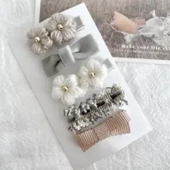 くすみカラー ヘアクリップ 5点セット ベビー キッズ 赤ちゃん ヘアピン お花