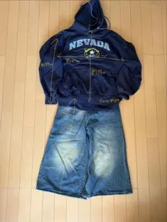 パーカー&ハーフジーンズセット