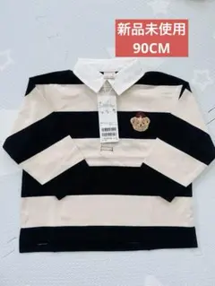 新品未使用　太ボーダーラガー長袖Tシャツ　プティマイン　90cm 刺繍