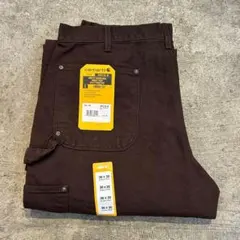 新品 カーハート B136 ウォッシュド ダック ダブルニー パンツ茶 W36