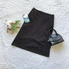 ニジュウサンク 膝丈スカート ドット柄 40 L 日本製 上品 大人可愛い