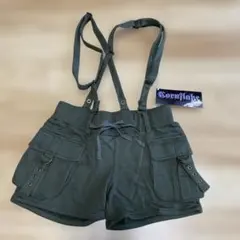 新品　サスペンダー付きミリタリー系スウェットショートパンツ150 平成女児ギャル