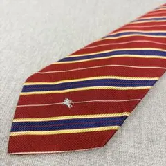 美品 BURBERRYS バーバリー ストライプ シルク100 ネクタイ レッド