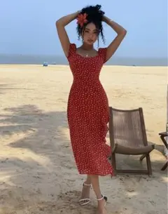 小花柄フラワーミディロングワンピース