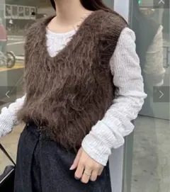 kastane 【2WAY/リバーシブル】シャギーニットショートベスト