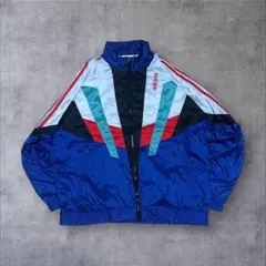 90s 00s アディダス ナイロンジャケット L 青 銀タグ 短丈 c-boy