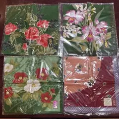 【新品・未使用】花柄ハンカチ4枚セット