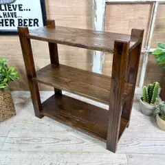 訳あり品ナチュラルウッド天然木無垢材木製マルチラック三段(50㎝×52㎝)飾り棚