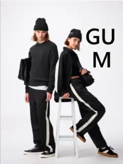GU トラックパンツ サイドライン 男女兼用 M ブラックのサムネイル
