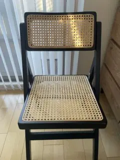 【Art of black】折りたたみ式ラタンチェア ビンテージ風