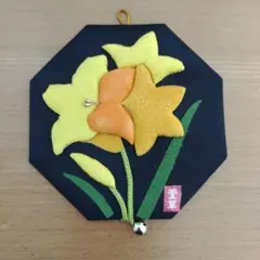 萱草 ちりめん細工 八角形押し絵飾り 壁掛け インテリア