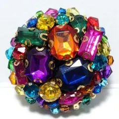 ビーズ刺繍　原色　㉗ミリ　ヘアゴム・ブローチ　くるみボタン