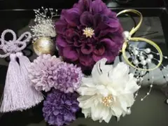 和装振袖袴成人式卒業式結婚式等に紫の髪飾り