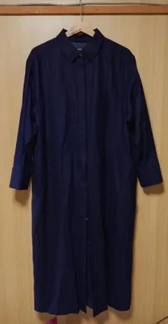 UNTITLED ロングウールシャツワンピース 44/3L 自宅洗い可