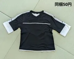 コムサデモード フィユ 黒色 白色 重ね着風 Tシャツ 110サイズのサムネイル