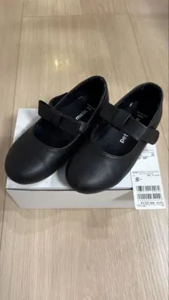 petit mainリボン付きブラックフォーマルシューズ 18.0cm