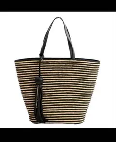 【新品未使用】サンローランパリラフィア素材カゴバッグ黒 新品未使用】サンローランパリラフィア素材カゴバッグ黒