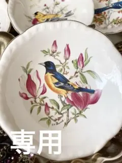 おまとめ専用へ移行④MADE in ENGLAND老舗窯 小鳥mini絵皿