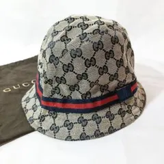 美品 正規品 グッチ GUCCI GGキャンバス ハット シェリーライン保存袋