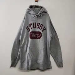 STUSSY★ ステューシー ロゴ プリント プルオーバー パーカー　L