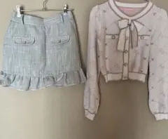 春　フリル付き ツイードミニスカート