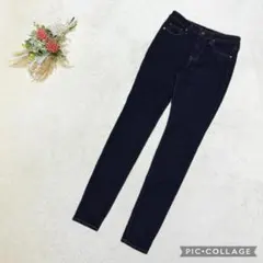 美品 無印良品 【W24】 ストレッチ デニムパンツ インディゴ スキニー 細身